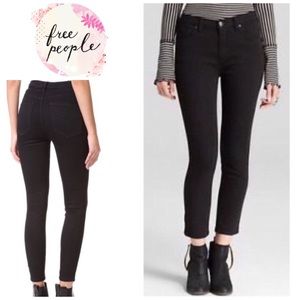 Free People mid rise black crop skinny jeans
